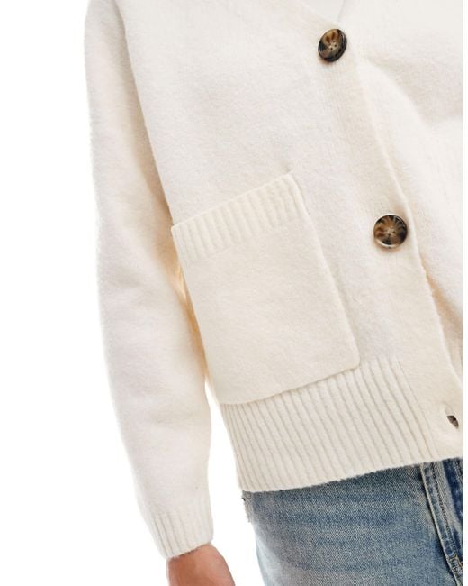 Vero Moda White V-Neck Button Down Cardigan