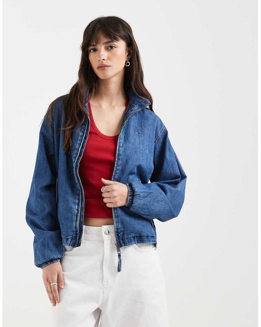 Tommy Hilfiger Blue Chambray Funnel Neck Jacket