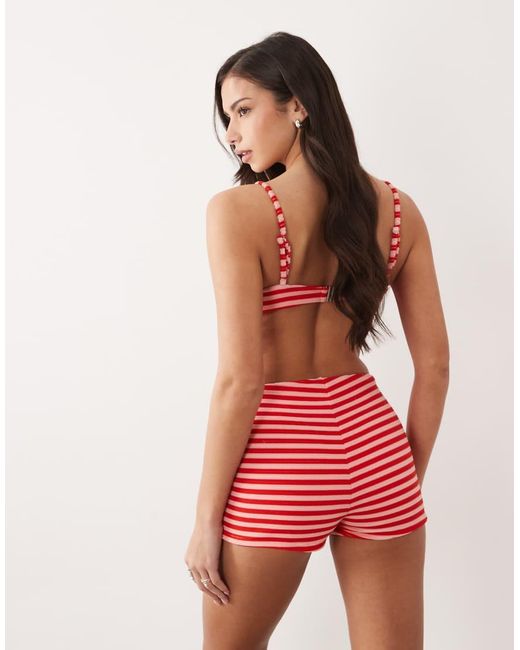 Aria Cove Red Towelling Mini Shorts Co-ord