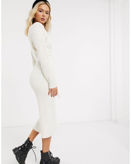 knit wrap midi dress