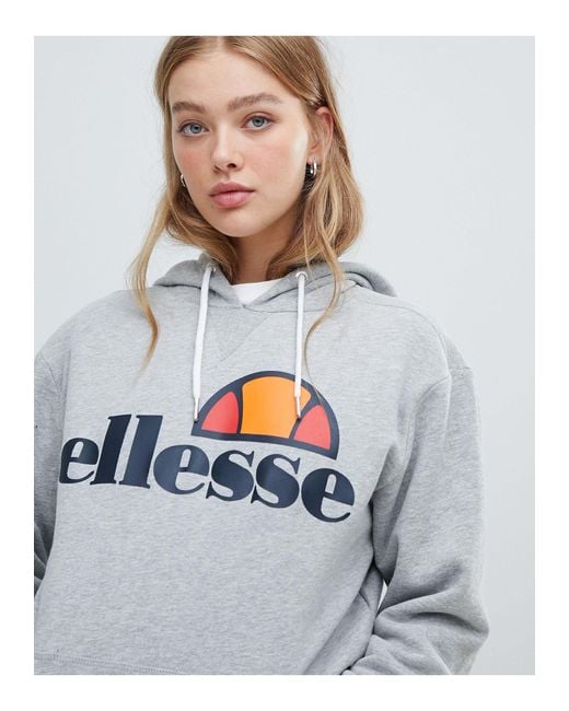 Ellesse Cotton Boyfriend Hoodie With Chest Logo in Grey Marl (Grey ...