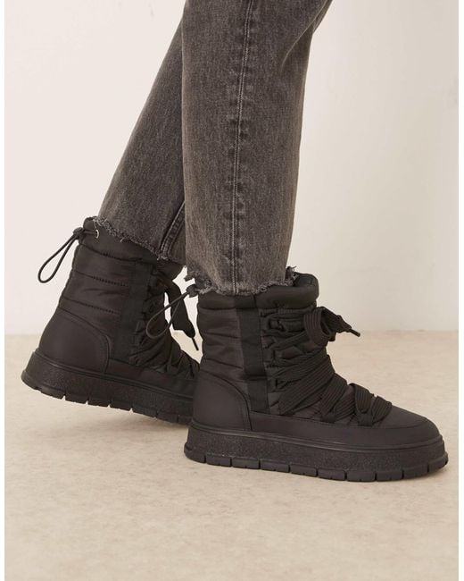 ASOS Black Arrow Nylon Lace Up Snow Boots