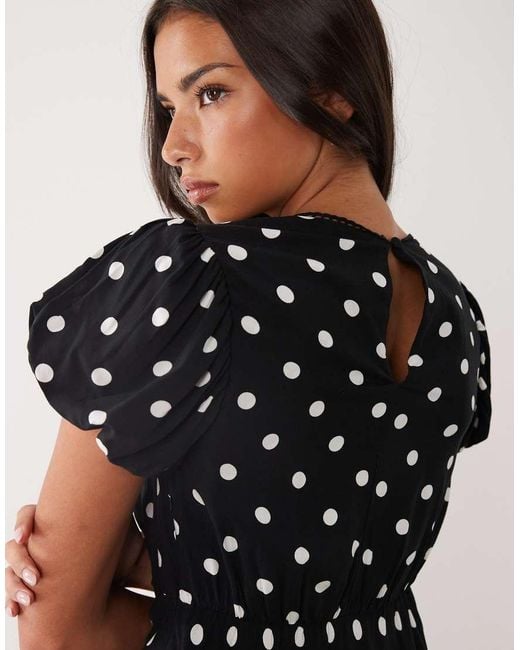 Nobody's Child Black Sicily Puff Sleeve Bias Cut Midi Dress