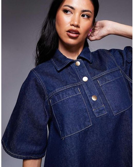 River Island Blue Collared Shirt Dress