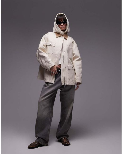 ARKET White Oversized Workwear Barn Jacket
