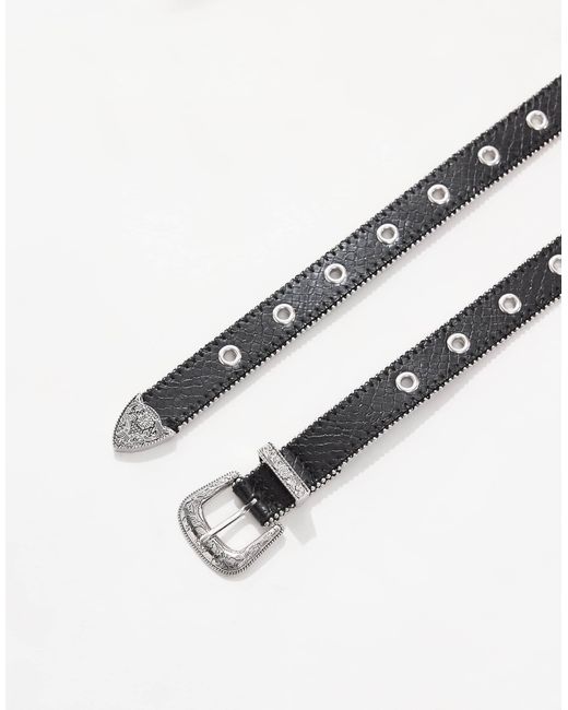 ASOS Black Western Studded Skinny Belt for men