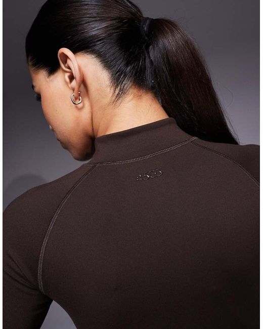 Top Deportivo Marrón De Manga Larga Con Cremallera De Tejido Suave Icon De 4505 de color Gray