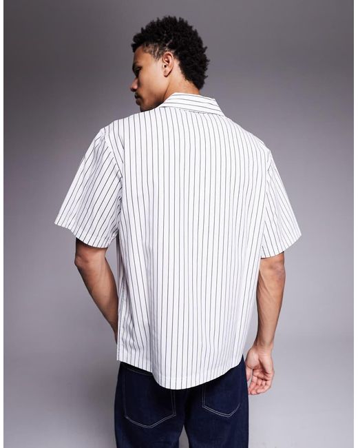 Courtside Gray Boxy Striped Shirt for men