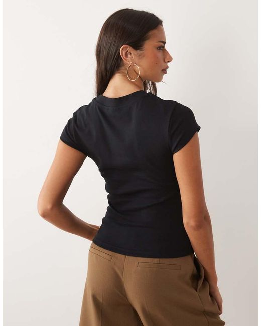 ASOS Black Longline Shrunken Rib Crew Neck Tee