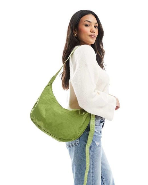 Baggu Green Medium Nylon Crescent Bag