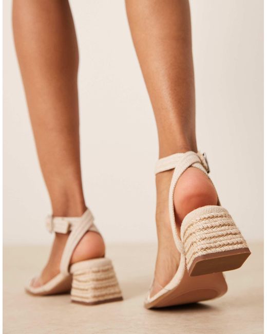 Asos Design Wide Fit Brown Hopefully Block Heeled Mid Sandals