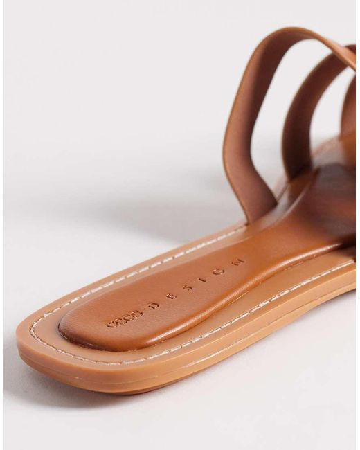 ASOS Brown Feature Interlocking Flat Sandals
