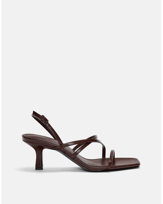 Pull&Bear Brown Heeled Sandals With Crossover Straps