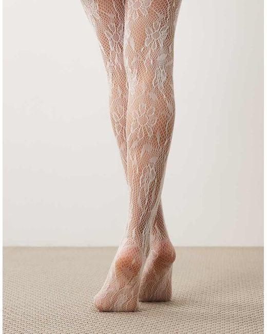 Kaiia Natural Exclusive Sheer Lace Floral Tights