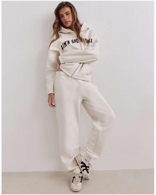 Aim'n Natural Cream Varsity Sweat Zip Hood