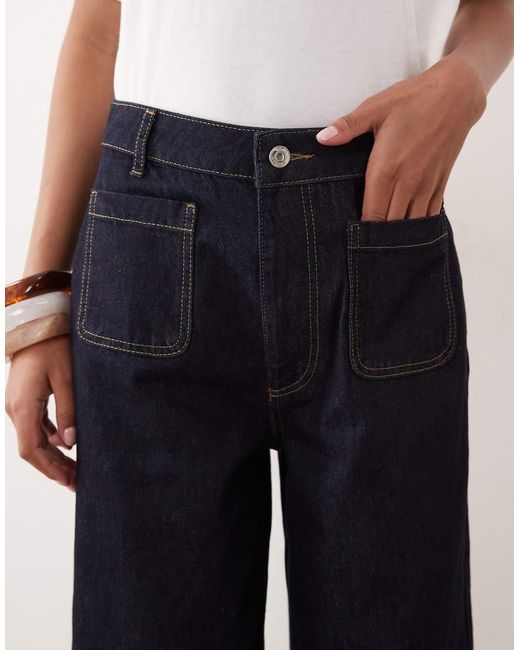 ASOS Blue High Waist Culotte With Front Pockets