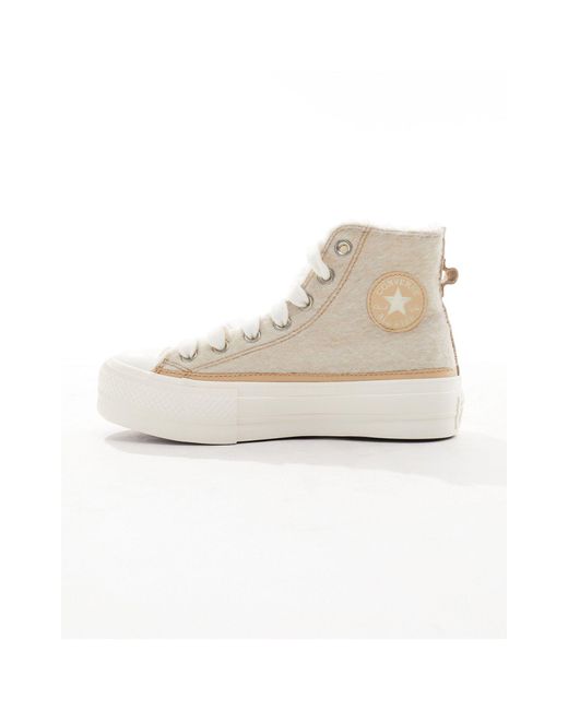 Converse White Chuck Taylor All Star Lift Hi Wool Trainers