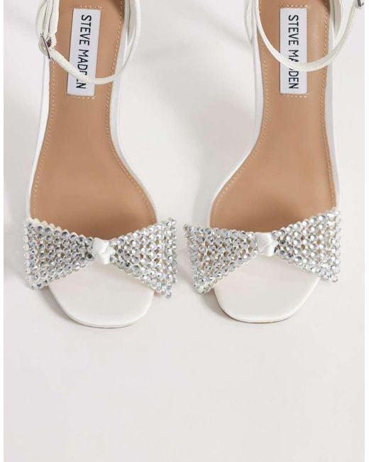 Steve Madden White Newlywed Heeled Sandal With Embellished Bow