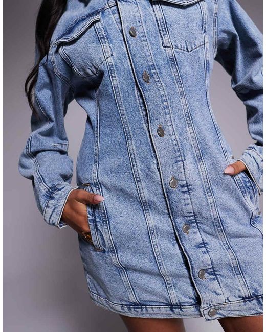 GOOD AMERICAN Blue Barrel Long Sleeve Mini Dress