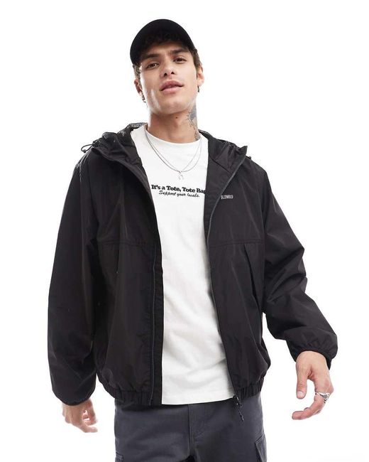Bershka Blue Nylon Windbreaker for men