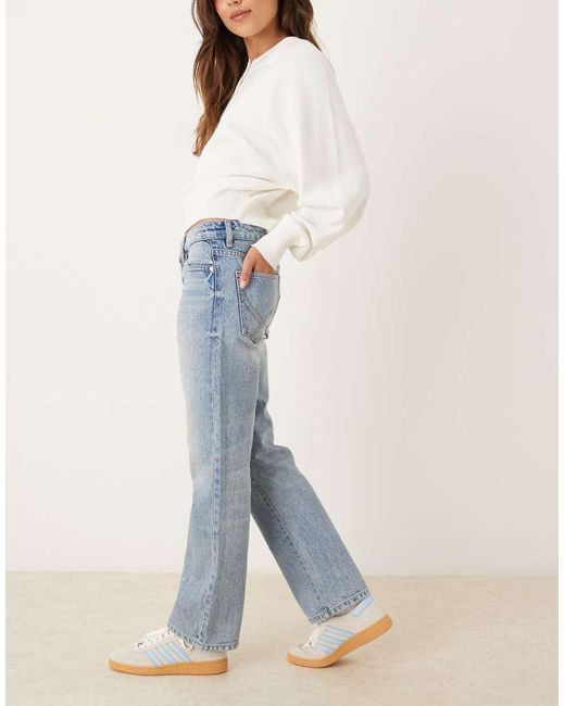 Gina Tricot Blue Low Waist Straight Leg Jeans