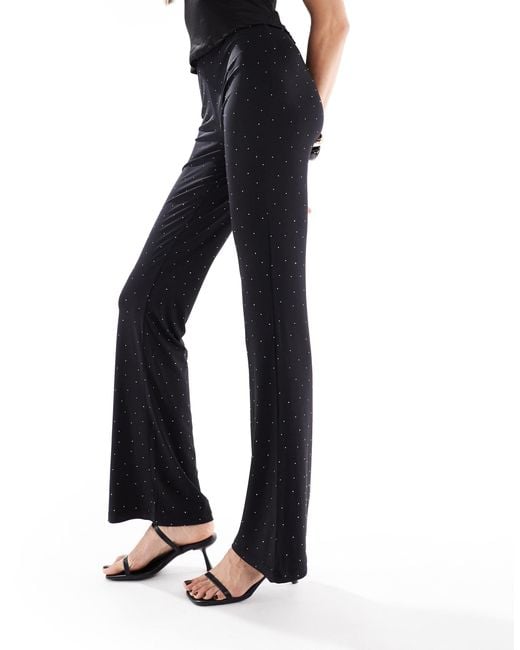 ONLY Black Rhinestone Flare Trousers