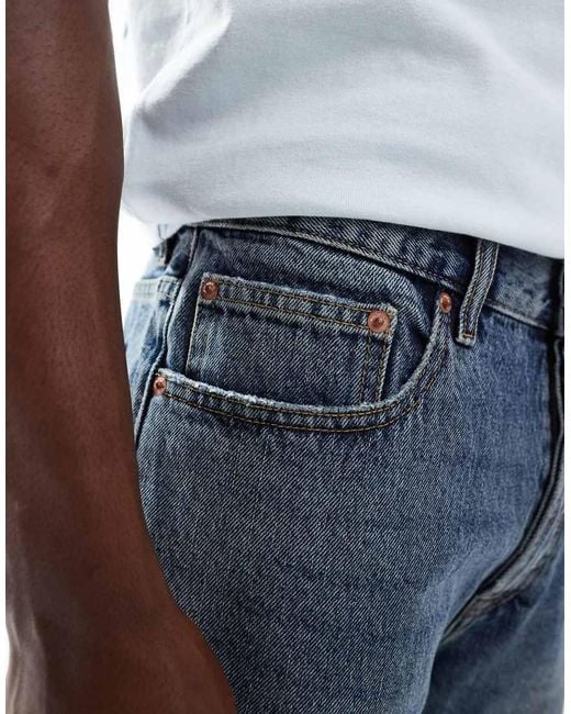 Dr. Denim Blue Dash Regular Fit Mid Waist Shorts for men