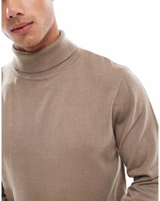 Threadbare Natural Roll Neck Jumper for men