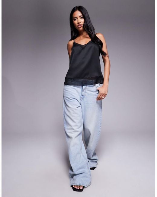 River Island Black Lace Trim Cami Top