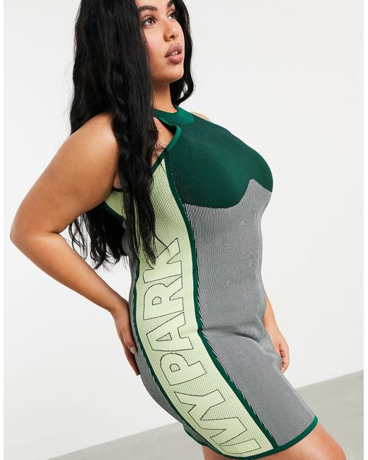 Ivy Park Adidas X Plus Knitted Midi Dress in Green | Lyst UK