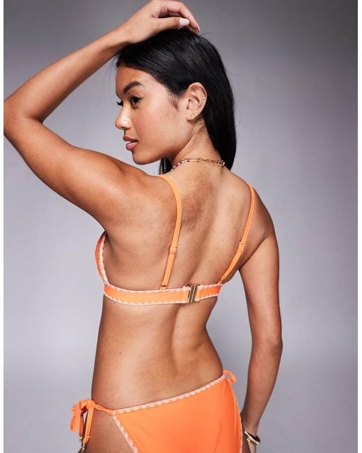 River Island Orange Crochet Triangle Bikini Top