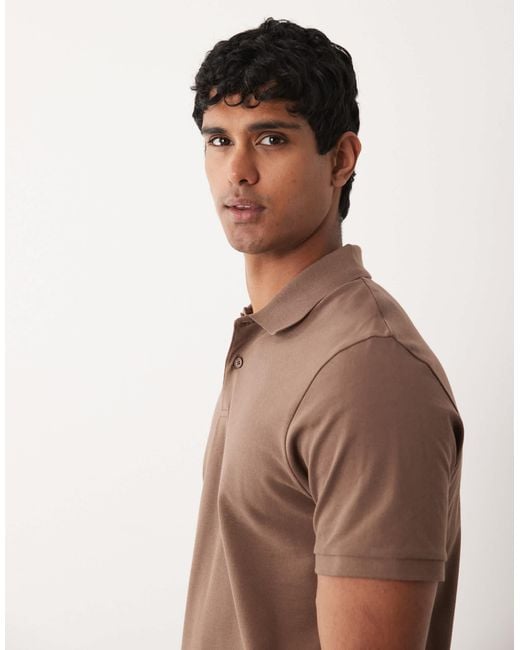 ASOS Brown Essentials Regular Fit Polo for men