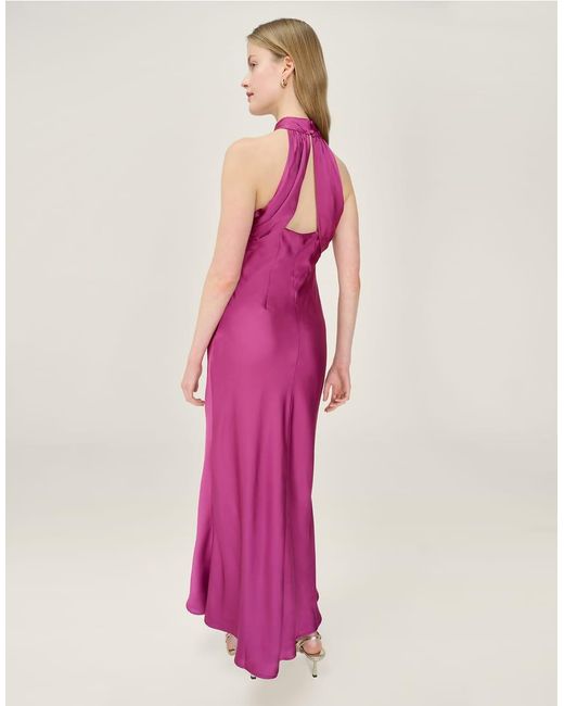 OMNES Pink Dresses Seychelles Halter Neck Satin Midi Dress