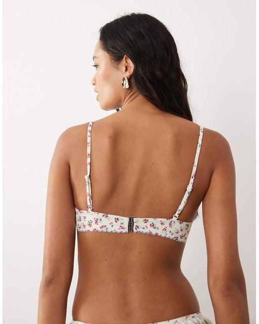 For Love & Lemons Brown Cherry Mae Ribbon Detail Bikini Top
