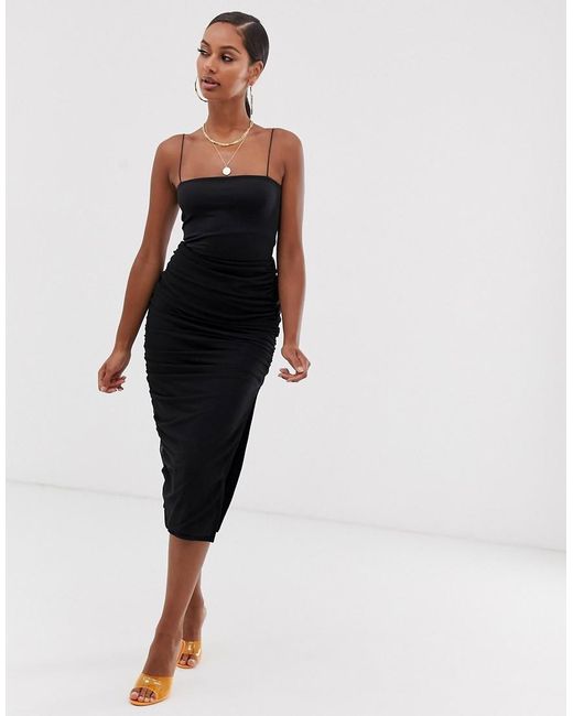 John Zack One Shoulder Dress Ruched Midi Dress