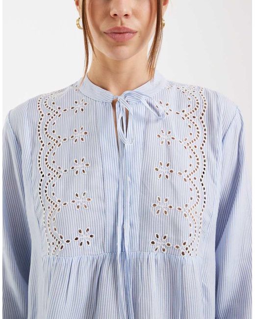 ONLY Blue Lace Detail Shirt