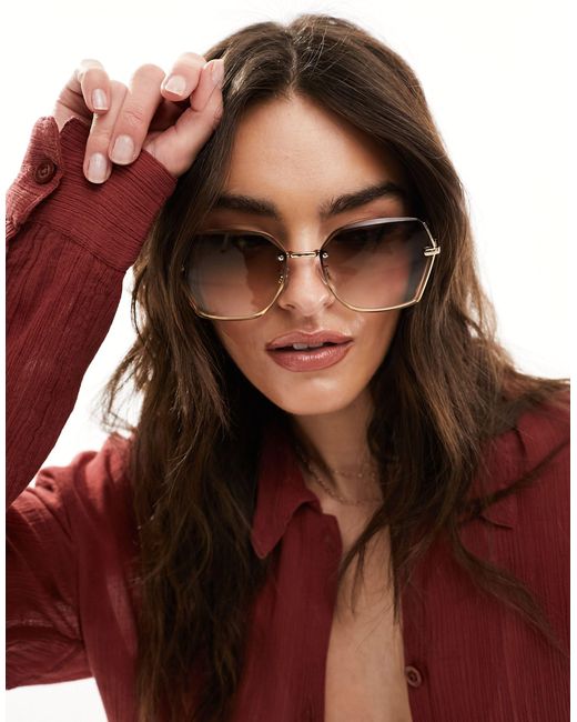 Accessorize Brown – eckige oversize-metallsonnenbrille