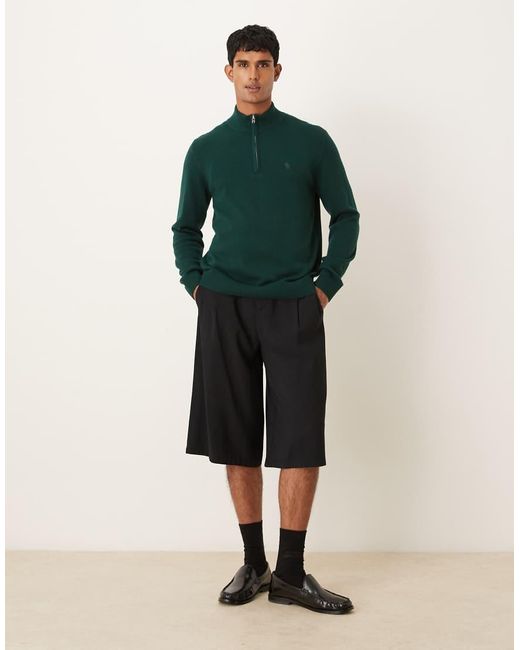 Abercrombie & Fitch Green Long Sleeve Chest Logo Quarter Zip Jumper for men