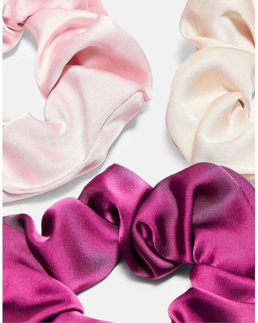 Stradivarius White Set Of 3 Satin Scrunchies