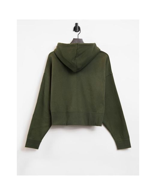 Nike Mini Swoosh Oversized Cropped Zip Through Hoodie in Green Lyst UK