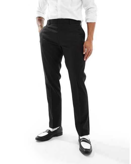 River Island Black Tux Suit Trousers for men