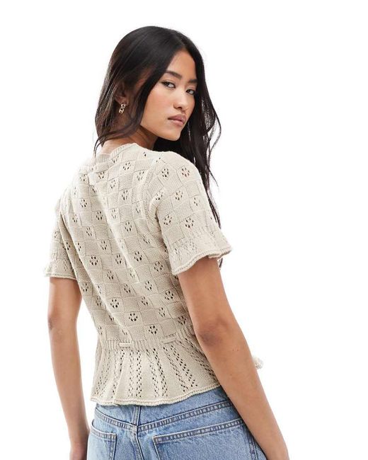 Miss Selfridge Blue Knitted Tie Waist Peplum Short Sleeve Cardigan