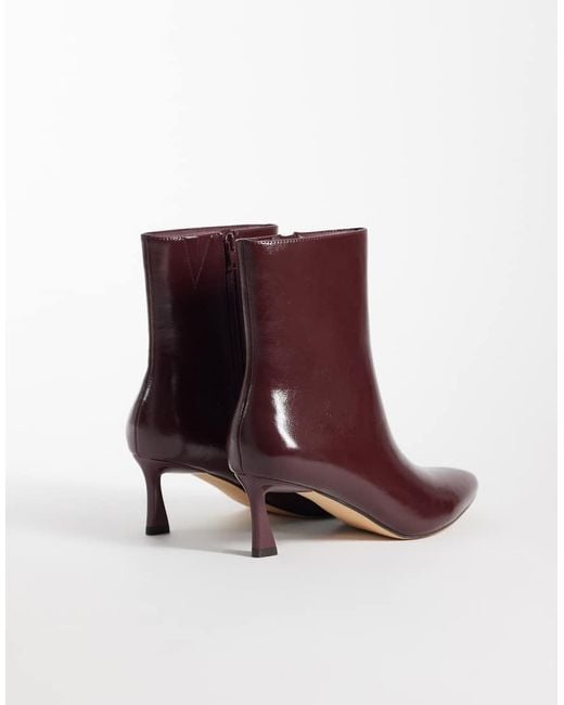 London Rebel Purple Claudia Kitten Heel Mid Ankle Boots
