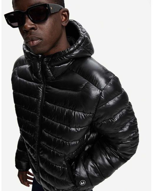 Bershka Black Lightweight Puffer Jacket for men