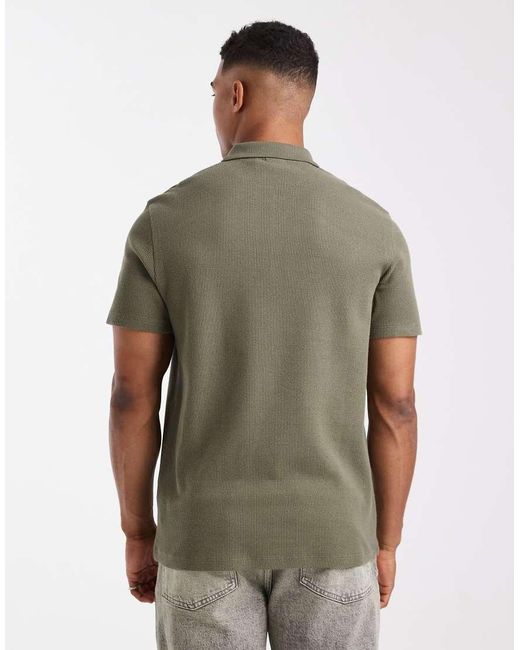 ASOS Gray Regular Fit Zip Polo for men