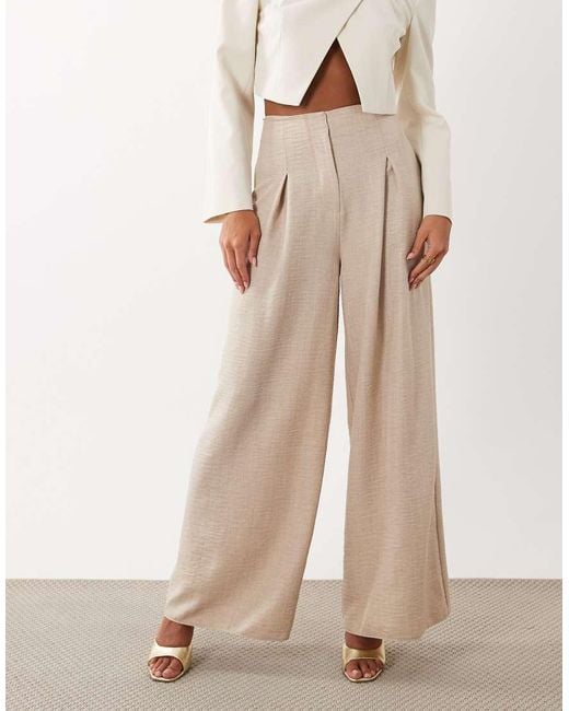 ASOS White Co-ord Deep Waistband High Waist Wide Leg Trousers