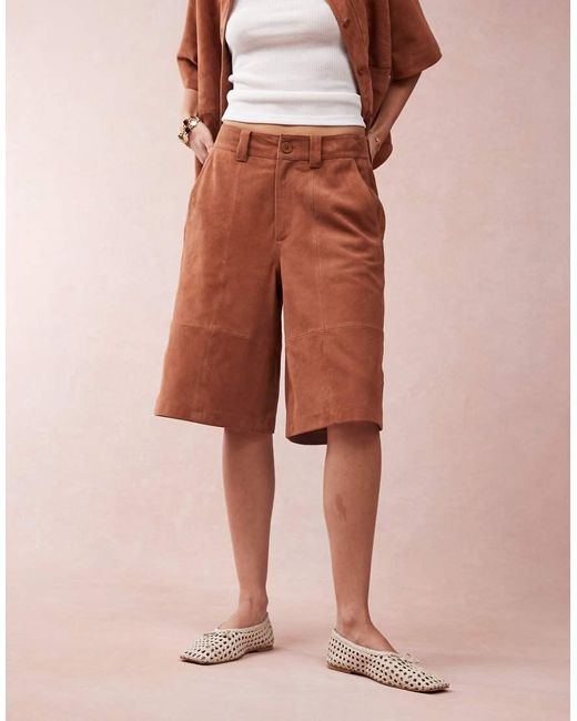 ASOS Pink Suede Bermuda Shorts