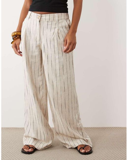 ASOS Multicolor Asos Design Petite Wide Leg Trousers With Pleat Detail