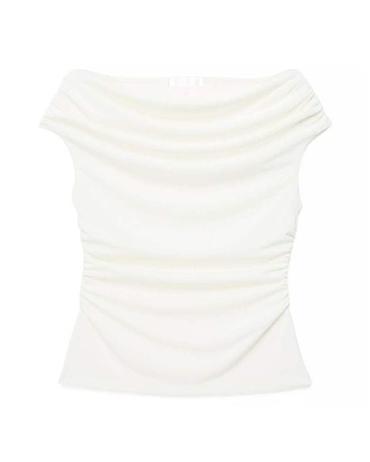 NA-KD White Front Draped Sleeveless Top