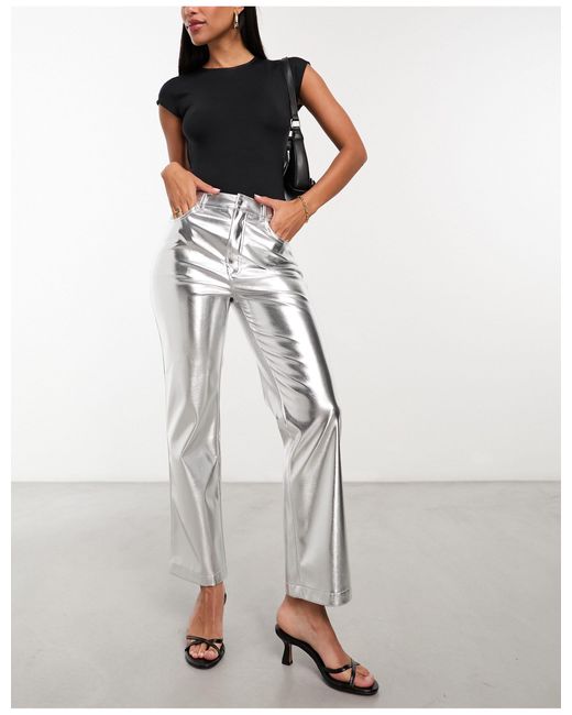 Pantalones s metalizados Never Fully Dressed de color White